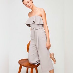 Aritzia Babaton Flutter Jumpsuit in Taupe.